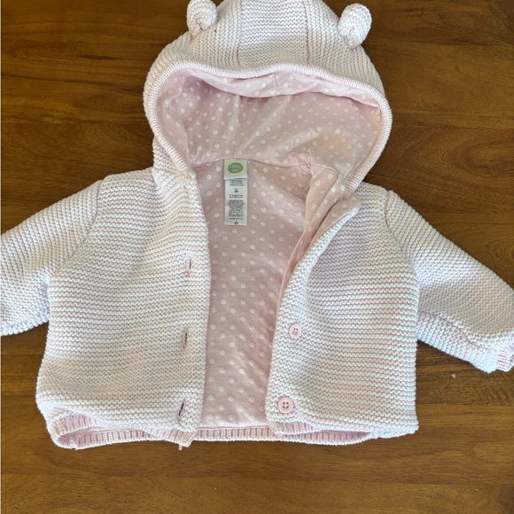 Little Me Pink Knit Baby Hoodie with Bear Ears - Picture 1 of 4
